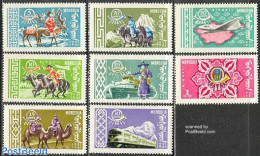 Mongolia 1961 Postal Service 8v, Mint NH, Nature - Transport - Various - Camels - Horses - Post - Aircraft & Aviation .. - Correo Postal