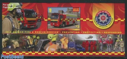 Isle Of Man 2013 Fire & Rescue Service S/s, Mint NH, Transport - Automobiles - Fire Fighters & Prevention - Helicopters - Automobili