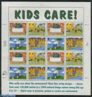 United States Of America 1995 Kids Care! M/s, Mint NH, Nature - Environment - Art - Children Drawings - Ongebruikt