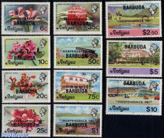 Barbuda 1981 Independence 1981 Overprints 11v, Mint NH, Nature - Transport - Flowers & Plants - Aircraft & Aviation - Airplanes