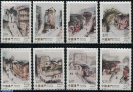 Macao 2015 Old Streets & Alleys 8v, Mint NH, Religion - Sport - Transport - Churches, Temples, Mosques, Synagogues - C.. - Neufs