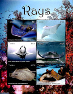 Tuvalu 2018 Rays 6v M/s, Mint NH, Nature - Fish - Vissen