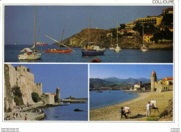 66 COLLIOURE En 3 Vues Port Château Royal Peintres Chevalets Voiliers Yachts En 1993 Message Du Sud Le Boulou - Collioure