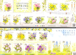 Japan 2022 Spring Greetings 2 M/s S-a, Mint NH, Nature - Flowers & Plants - Ongebruikt