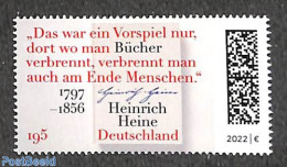 Germany, Federal Republic 2022 Heinrich Heine 225th Birth Anniversary 1v, Mint NH, Art - Authors - Neufs