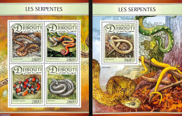 Djibouti 2017 Snakes 2 S/s, Mint NH, Nature - Reptiles - Snakes - Gibuti (1977-...)