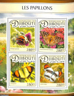 Djibouti 2017 Butterflies 4v M/s, Mint NH, Nature - Butterflies - Yibuti (1977-...)