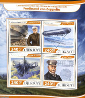 Djibouti 2017 Zeppelin 4v M/s, Mint NH, Transport - Zeppelins - Zeppelins