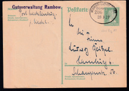 WISMAR-LUDWIGSLUST BAHNPOST ZUG ? 28.3.27 Auf Ganzsache - Sonstige & Ohne Zuordnung