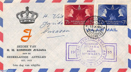 Netherlands Antilles 1955 Royal Visit 2v, FDC, Postal History, History - Kings & Queens (Royalty) - Koniklijke Families