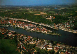 72852603 Passau Fliegeraufnahme Zusammenfluss Donau Inn Ilz  Passau - Passau