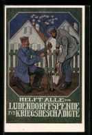 AK Helft Alle Zur Ludendorffspende Für Kriegsgeschädigte, Männer Pflanzen Einen Baum  - Weltkrieg 1914-18