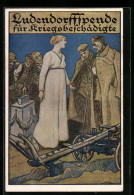 AK Ludendorffspende Für Kriegsbeschädigte, Frau Verteilt Spenden An Soldaten  - Weltkrieg 1914-18