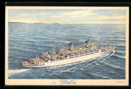 AK Passagierschiff M. S. Italia Vor Der Küste  - Steamers