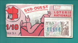 FRANCE . LOTERIE NATIONALE . " JOURNAL SUD-OUEST " . 1974 - Ref. N°13024 - - Biglietti Della Lotteria
