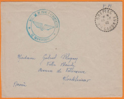 Lettre De CREPIAC Hte-Garonne Le 16-7-1940 En FM Cachet " SECTION DE PARC D'AEROSTATION  Le Commandant " Pour MONTELIMAR - Oorlog 1939-45