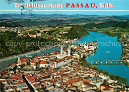 72849812 Passau Fliegeraufnahme Muendung Inn Ilz Donau Passau - Passau