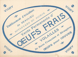 03 - VICHY - ETABLISSEMENT D' AVICULTURE De BEAULIEU" -  CARTE COMMERCIALE ANCIENNE  (9x11,5cm) - Vichy