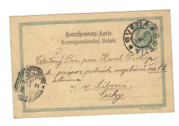 Österreich, 1893, Corresp.karte/ Korespondencni Listek Mit Rundstempel Svelta Und Strichstempel Reichenberg 1 (12327E) - Briefkaarten