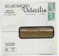 GANDON 4FR+8FR LETTRE A FENETRE ENTETE LABORATOIRE VETERILIS VETERINAIRE LYON 1949 - 1921-1960: Modern Tijdperk