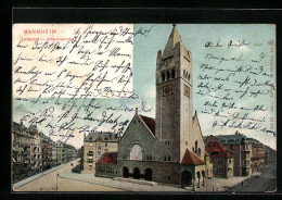 AK Mannheim, Lindenhof - Johanniskirche Mit Strasse Aus Der Vogelschau  - Mannheim