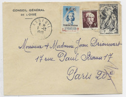 FRANCE 5FR RESISTANCE +5 FR LANGEVIN LETTRE  COVER + VIGNETTE BCG CONTRE TUBERCULOSE AUNEUIL OISE 1.12.1948 - 1921-1960: Modern Period