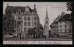 AK Erfurt, Marktstrasse Mit Litfasssäule Und Kirche  - Erfurt