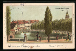 Lithographie Leipzig, Das Barfusspförtchen  - Leipzig