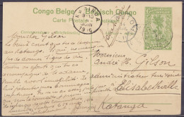 Congo Belge - EP CP 5c Vert "Lualaba" Càd LUSAMBO /25 MAI 1916 Pour Administrateur Territorial André Gilson à ELISABETHV - Entiers Postaux