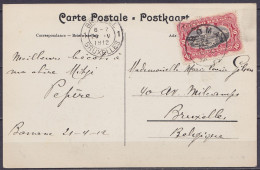 Congo Belge - CP "S.S. Bruxellesville Compagnie Belge Maritime Du Congo" De Banana Affr. N°55 Càd BOMA /24 AVRIL 1912 Po - Lettres & Documents