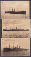 Lot 3 CPA Anvers - Red Star Line - Bateaux Steamers 'Vaderland', 'Finland' & 'Kroonland' - Affr. N° 81 Càd ANVERS (GARE  - Dampfer