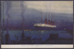 CP Paquebot "Cunard Line R.M.S. Mauretania At Cherbourg" - écrite, Voir Scan - Passagiersschepen