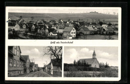 AK Friedrichsthal / Wehrheim, Gasthaus Zum Taunus, Inh. Chr. Zwermann, Kirche, Totalansicht  - Taunus