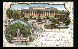 Lithographie Berlin, Denkmal Albrecht II., Kgl. Museum Mit Lustgarten  - Mitte