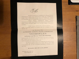 Weledele Heer Alphonse Vermoelen Wed. Peeters Pauline *1842 Wijnegem +1911 Anvers Deurne Zurenberg Baudez - Obituary Notices