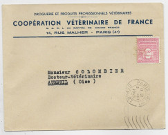 FRANCE ARC TRIOMPHE N°625 NEUF LETTRE ENTETE VETERINAIRE DE FRANCE DROGUERIE PARIS 3.VIII.1945 TARIF FACTURE - 1921-1960: Modern Period