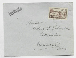 FRANCE SURTAXE 20C N°346 SEUL LETTRE OBL FAIBLE 1936 AU TARIF IMPRIME RARE - 1921-1960: Moderne