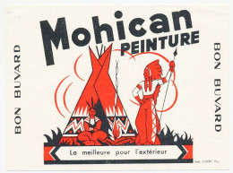 Buvard 14 X 10.5 Peinture MOHICAN (2) Indien Squaw Teepee  Rouge Orangé Avec Nom D'impimeur - Paints