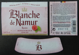 Bier Etiket (7x3), étiquette De Bière, Beer Label, Blanche De Namur Rosé Brouwerij Du Bocq - Bière