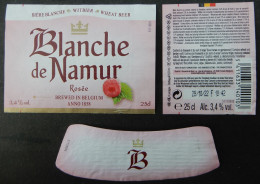 Bier Etiket (7x4), étiquette De Bière, Beer Label, Blanche De Namur Rosé Brouwerij Du Bocq - Bière