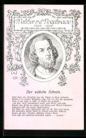 Künstler-AK Walther Von Der Vogelweide Im Portrait, Geschmückt Mit Lorbeer  - Scrittori