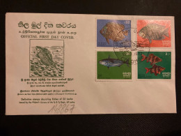 LETTRE SRI LANKA POISSONS /02 + /03 + /30 + 2/ OBL.12 10 1972 COLOMBO - Peces