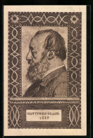 Künstler-AK Schweizer Bundesfeier 1919, Portrait Des Dichters Gottfried Keller, Ganzsache  - Stamped Stationery