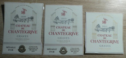 CHATEAU DE CHANTEGRIVE - GRAVES - LOT DE 3 ETIQUETTES NEUVES - Bordeaux