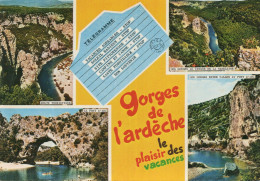 CPM - D1 - ARDECHE - LES GORGES DE L'ARDECHE - LE PLAISIR DES VACANCES - TELEGRAMME - MULTIVUES - Autres & Non Classés