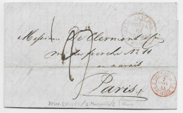 ITALIA LETTERA COVER POSTA DI NAPOLI 1844 POUR PARIS + DEUX SICILES MARSEILLE - 1. ...-1850 Prefilatelia