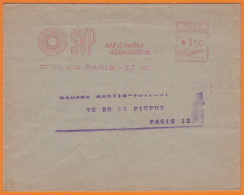 EMA  Sur Lettre De PARIS 37   Année 1948 " SVP Est à Votre Disposition " - EMA (Printer Machine)