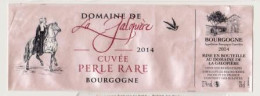 Etiquette  " BOURGOGNE 2014 Cuvée Perle Rare " Domaine De La Galopière - Cheval écuyère Pigeon (2789)_ev357 - Caballos