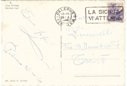 CARTOLINA PALERMO CARRO SICILIANO ANNULLO TARGHETTA LA SICILIA VI ATTENDE - 1946-60: Marcophilie
