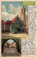 Artiste Lithographie Stagura, Albert, Erfurt In Thüringen, Wenige Markt, Krämerbrücke - Autres & Non Classés